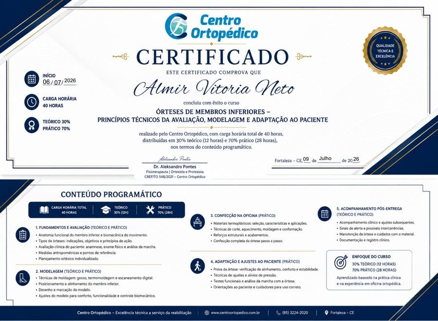 Certificado — Órteses de Membros Inferiores, Centro Ortopédico