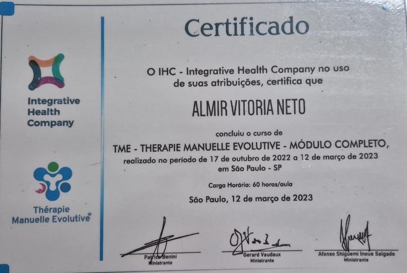 Certificado — TME Therapie Manuelle Evolutive, módulo completo